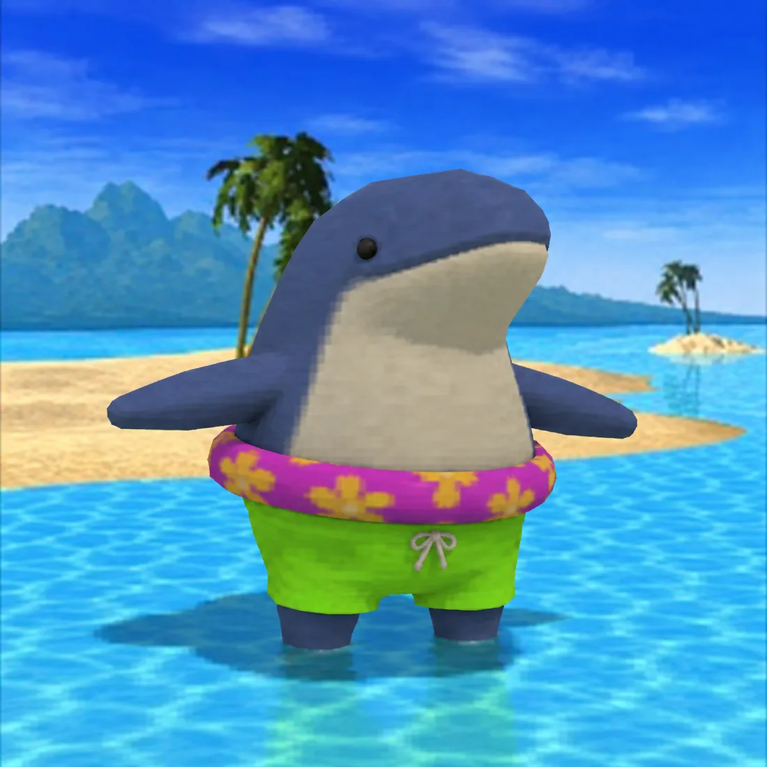 Whael wedged in a swim ring